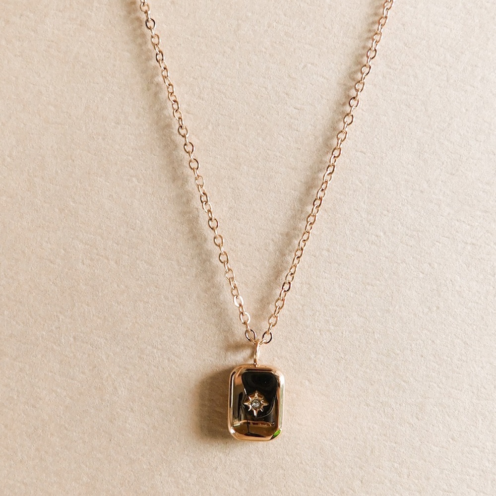 Star pendant rectangle necklace 18k gold plated - Picture 4 of 7